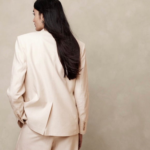 *SOLD* BNWT Banana Republic Lina Relaxed Linen Blazer - Natual - XL - Picture 3 of 10